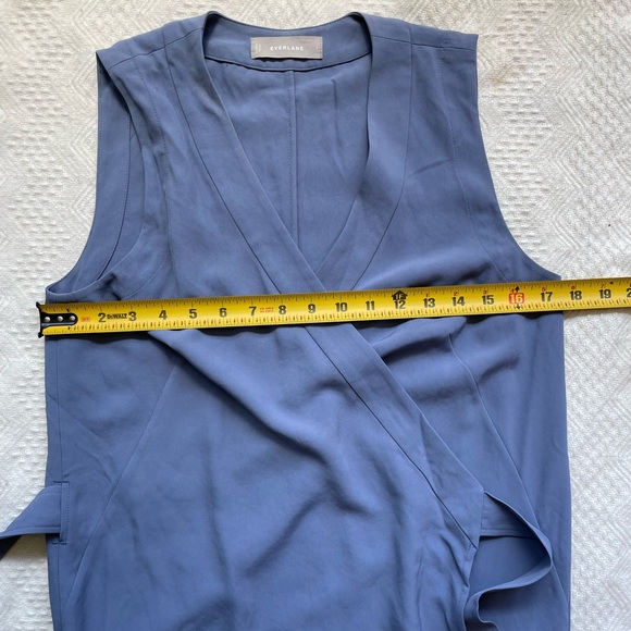 Everlane Japanese GoWeave Sleeveless Wrap Midi Deess Size 2 Dusty Blue EUC - Picture 8 of 11